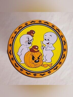 Vintage Casper the Friendly Ghost Halloween Tin - Yellow & Orange